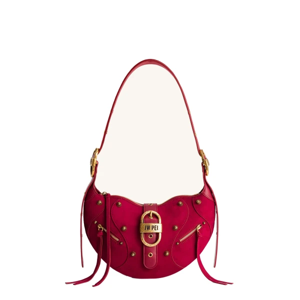 JW PEI Tessa Suede Shoulder Bag in Deep Magenta