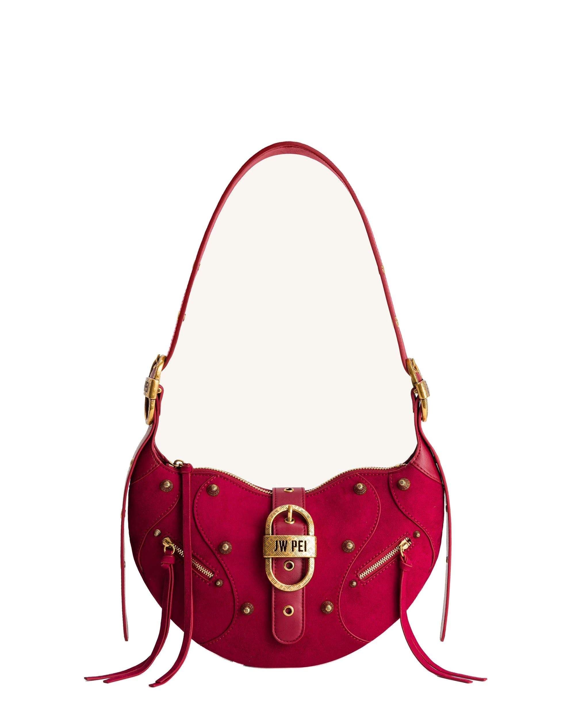 JW PEI Tessa Suede Shoulder Bag in Deep Magenta | Shoulder & Crossbody Bags | Luxury Shoes JW PEI Tessa Suede Shoulder Bag in Deep Magenta