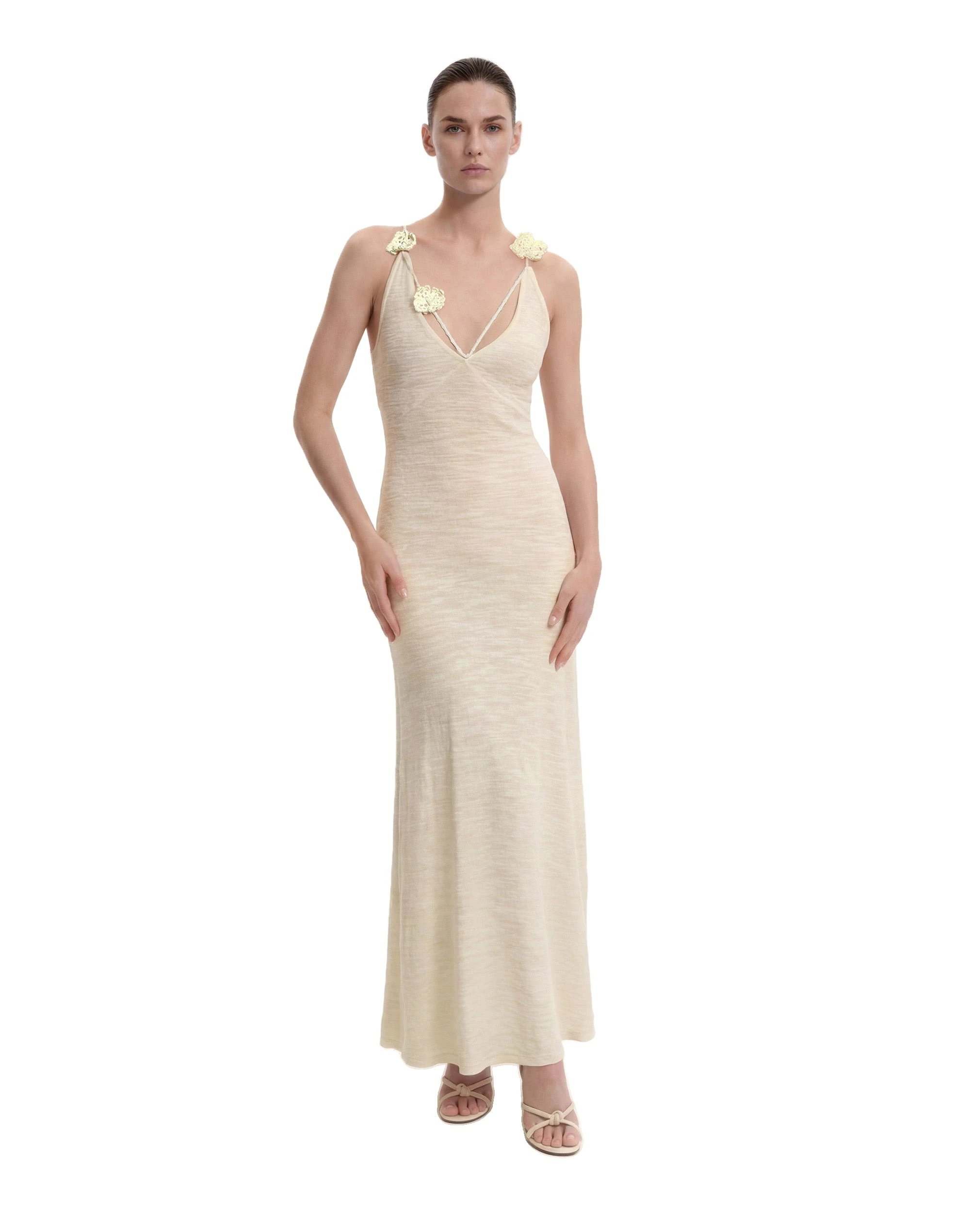 JW PEI maxi dress | Los Angeles Vegan Fashion Dresses | Luxury Shoes JW PEI Textured Knit Halter Maxi Dress