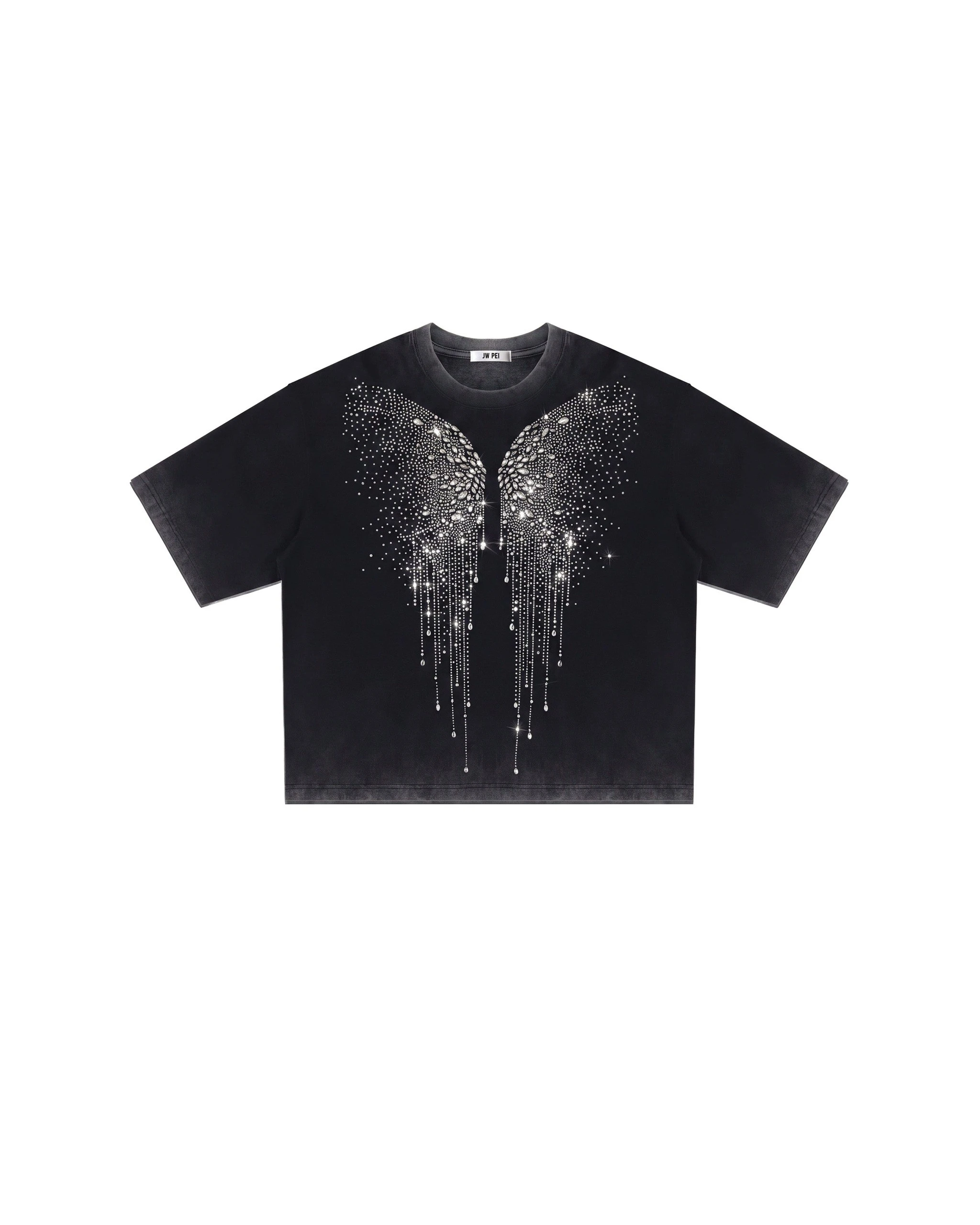 JW PEI tee | Los Angeles Vegan Fashion Tops | Luxury Shoes JW PEI The Angelic Dripping Crystal Wings Tee