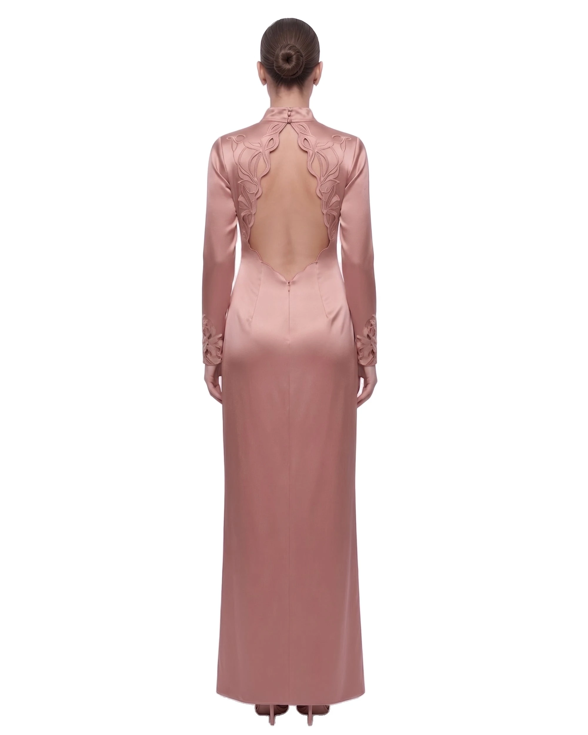 JW PEI gown | Los Angeles Vegan Fashion Dresses | Luxury Shoes JW PEI The Cheongsam-Reimagined Embroidered Satin Gown