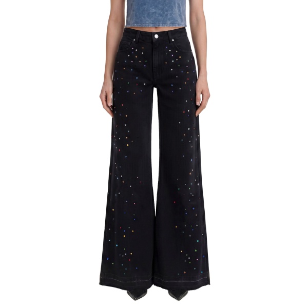 JW PEI The Troublemaker Multi-Color Rhinestone Split Fray Jeans
