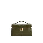 JW PEI Thea Croc-Embossed Top Handle Bag in Olive Green