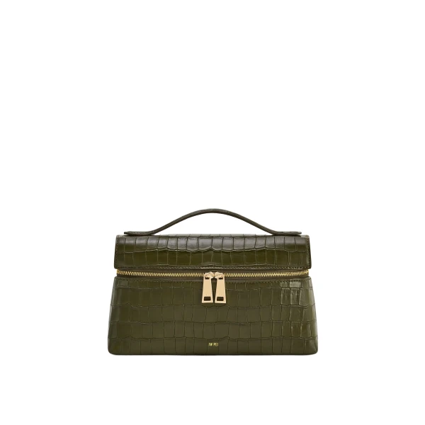 JW PEI Thea Croc-Embossed Top Handle Bag in Olive Green