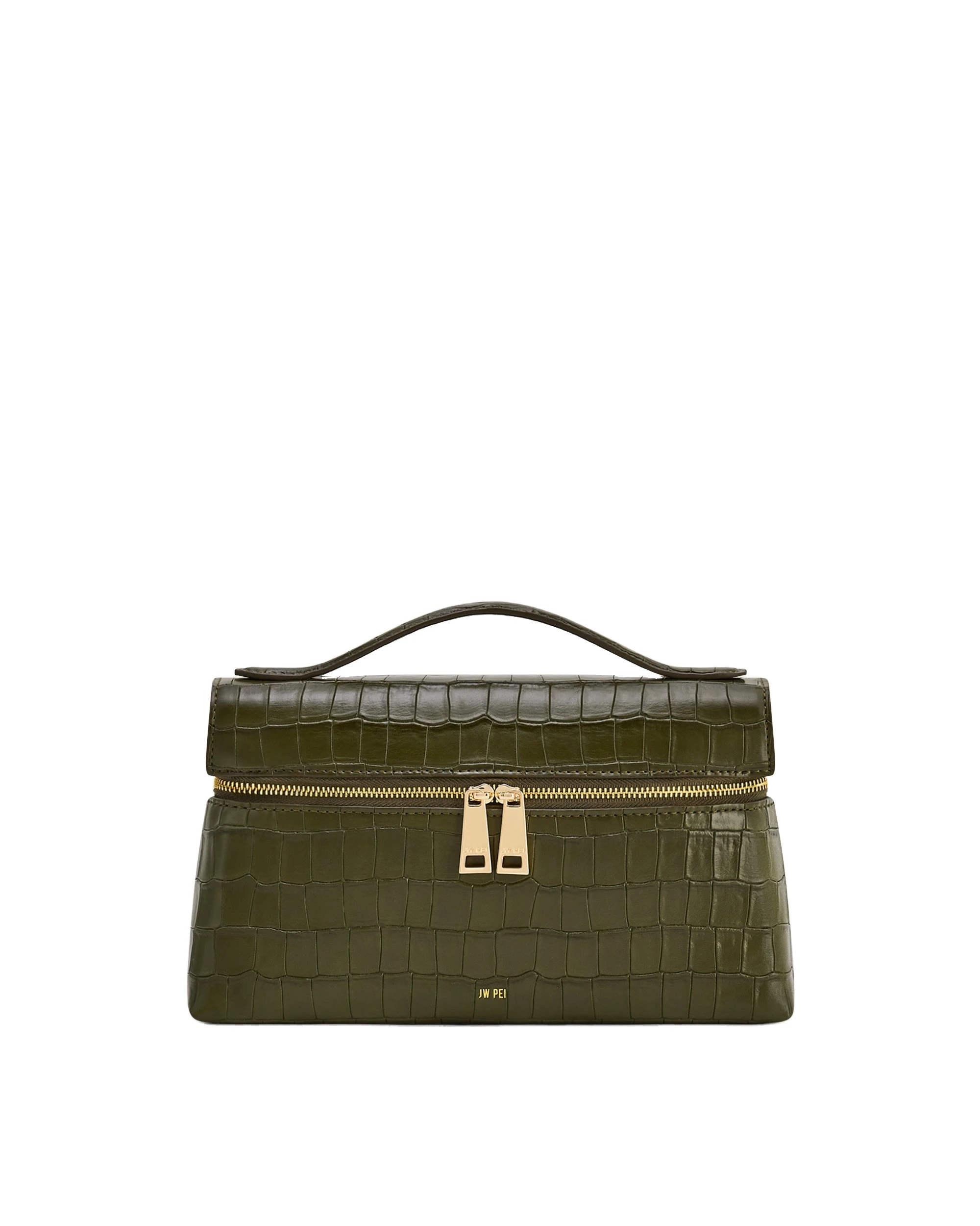 JW PEI Thea Croc-Embossed Top Handle Bag in Olive Green | Totes & Top-Handle Bags | Luxury Shoes JW PEI Thea Croc-Embossed Top Handle Bag in Olive Green