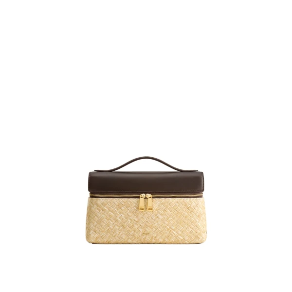 JW PEI Thea Faux Straw Top Handle Bag in Brown