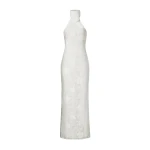 JW PEI Uliana White Floral Lace Halterneck Maxi Dress