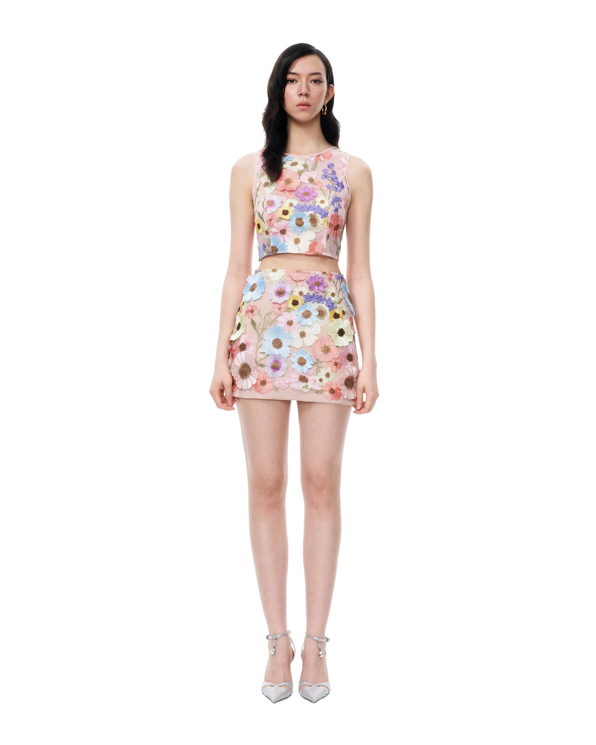 JW PEI dress set | Los Angeles Vegan Fashion Dresses | Luxury Shoes JW PEI Valentino 3D Floral Embroidered Dress Set