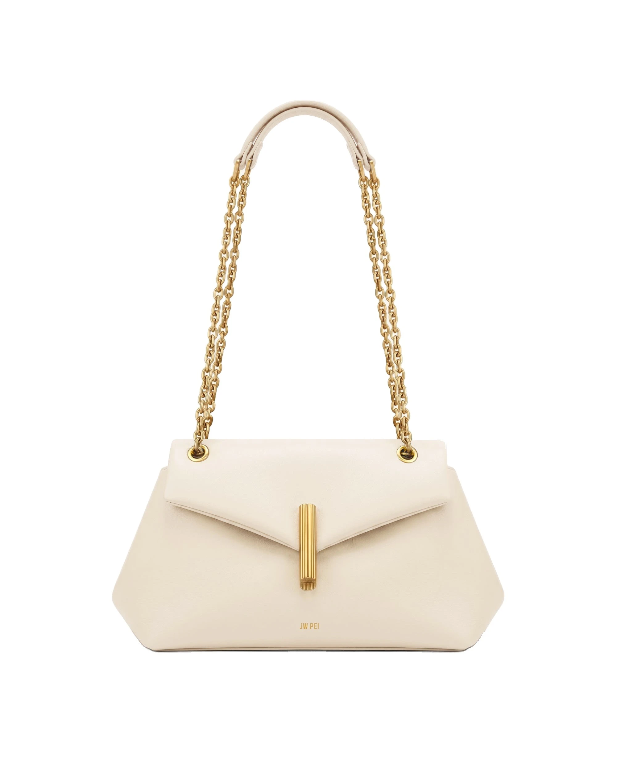JW PEI Valerie Chain Flap Shoulder Bag in Cream White | Shoulder & Crossbody Bags | Luxury Shoes JW PEI Valerie Chain Flap Shoulder Bag in Cream White