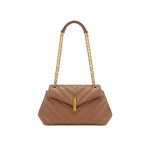 JW PEI Valerie Quilted Chain Flap Shoulder Bag in Caramel Brown