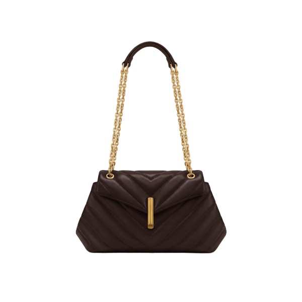 JW PEI Valerie Quilted Chain Flap Shoulder Bag in Dark Brown