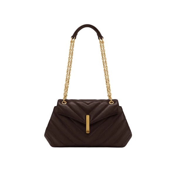 JW PEI Valerie Quilted Chain Flap Shoulder Bag in Dark Brown