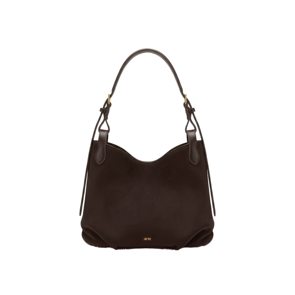 JW PEI Velora Faux Suede Slouchy Shoulder Bag in Dark Brown