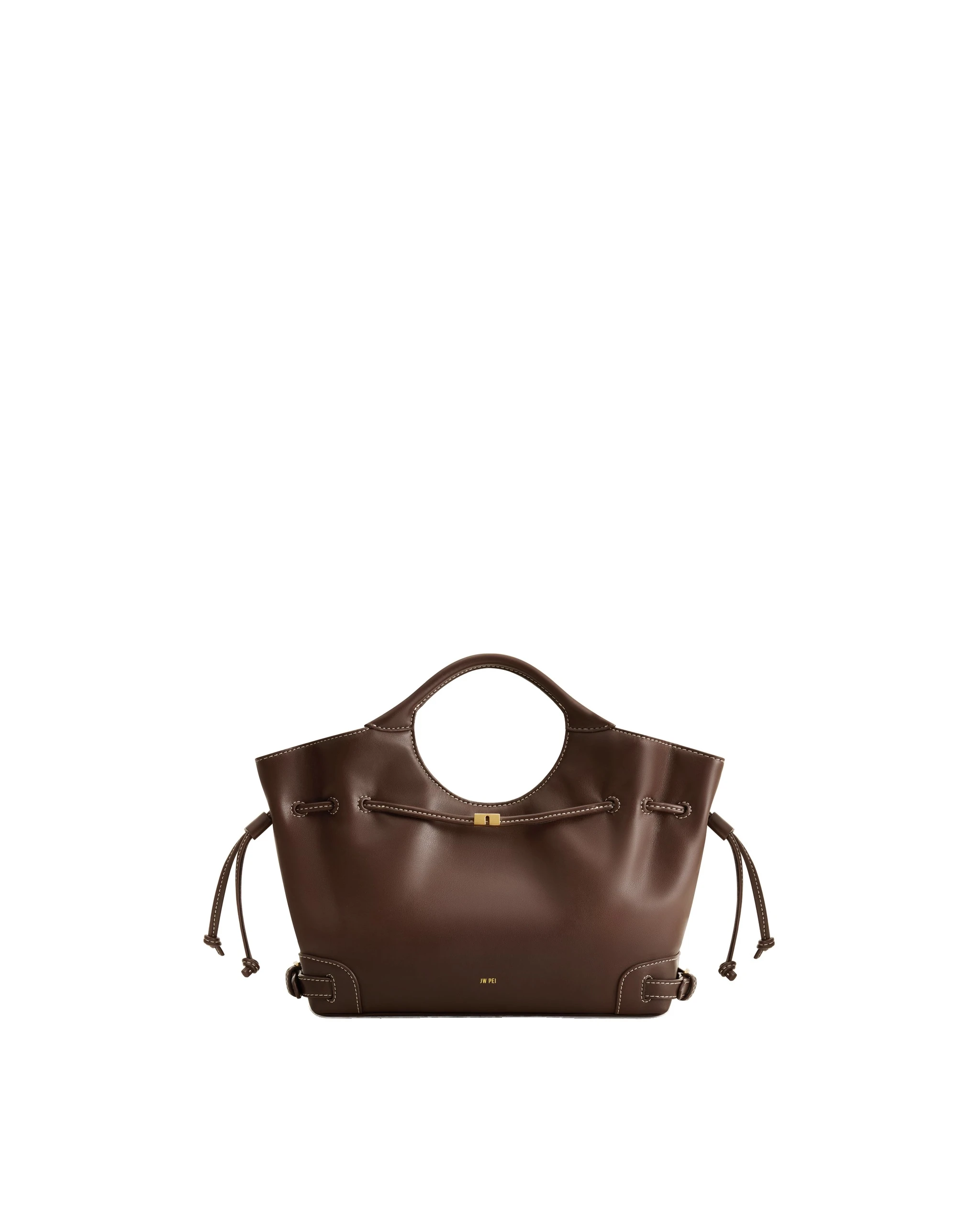 JW PEI Virelle Drawstring Tote Bag in Brown | Bucket Bags | Luxury Shoes JW PEI Virelle Drawstring Tote Bag in Brown