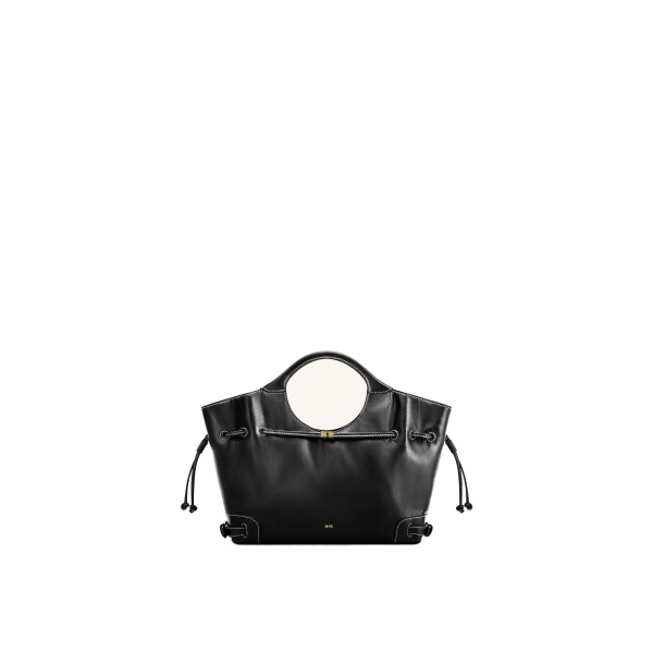 JW PEI Virelle Waxed Vegan Leather Drawstring Tote Bag in Black