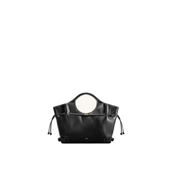 JW PEI Virelle Waxed Vegan Leather Drawstring Tote Bag in Black