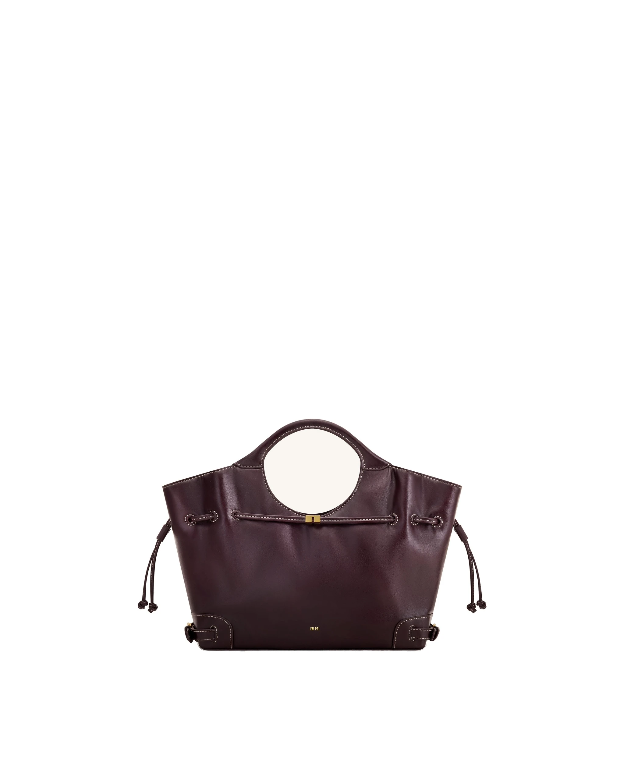 JW PEI Virelle Waxed Vegan Leather Drawstring Tote Bag in Burgundy | Bucket Bags | Luxury Shoes JW PEI Virelle Waxed Vegan Leather Drawstring Tote Bag in Burgundy