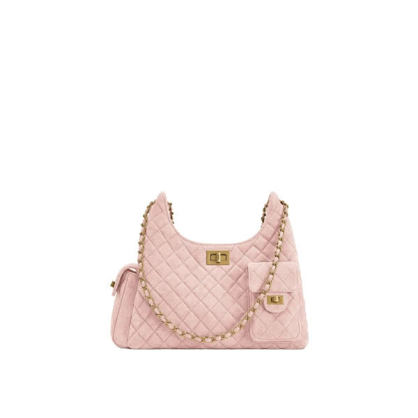 JW PEI Vivian Faux Suede Quilted Shoulder Bag in Pink