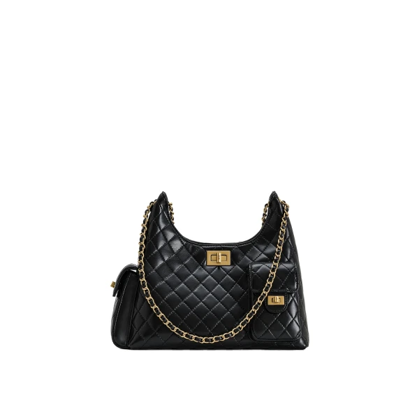JW PEI Vivian Quilted Chain Shoulder Bag in Black