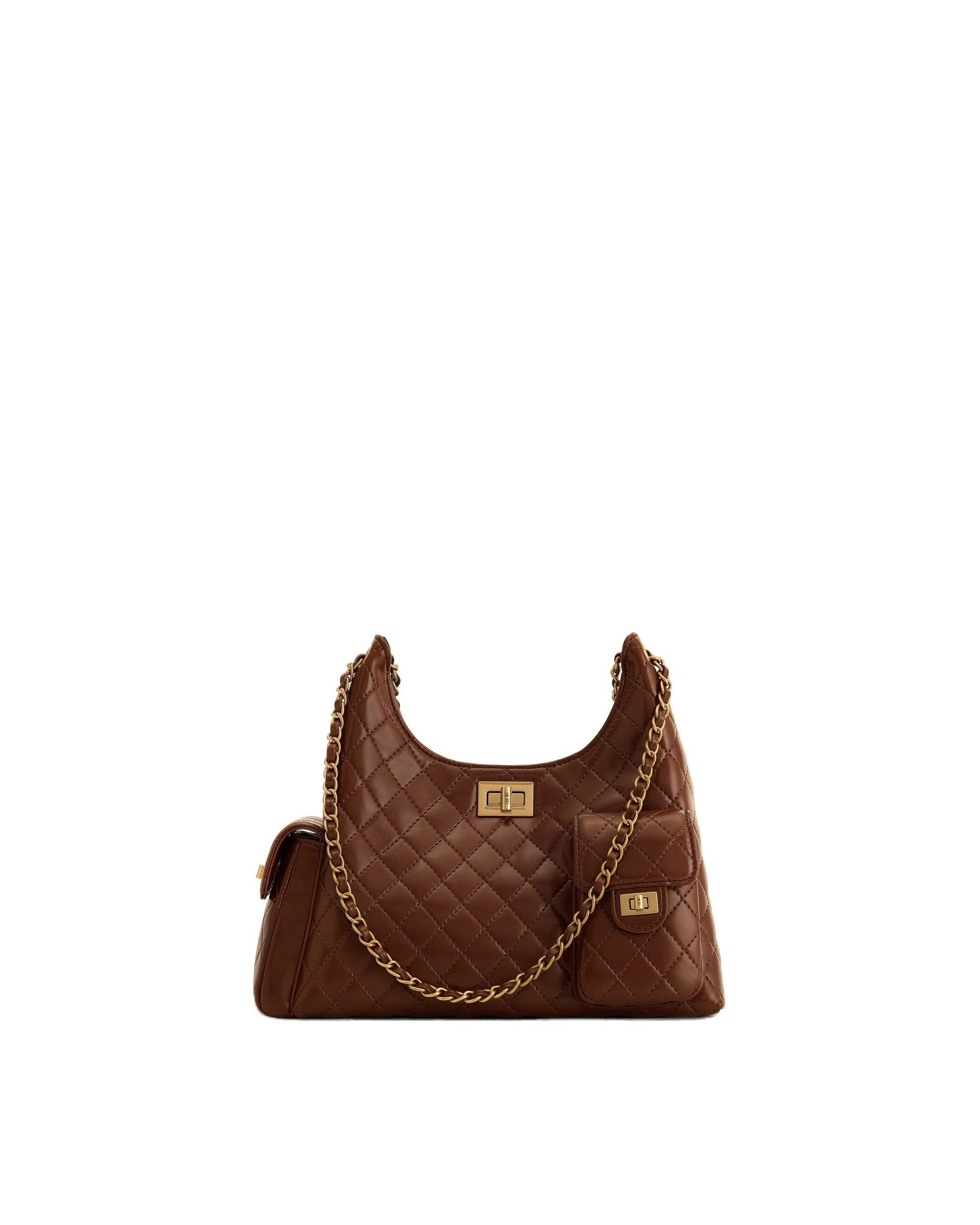 JW PEI Vivian Quilted Chain Shoulder Bag in Brown | Shoulder & Crossbody Bags | Luxury Shoes JW PEI Vivian Quilted Chain Shoulder Bag in Brown