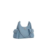 JW PEI Vivian Quilted Chain Shoulder Bag in Light Blue Denim