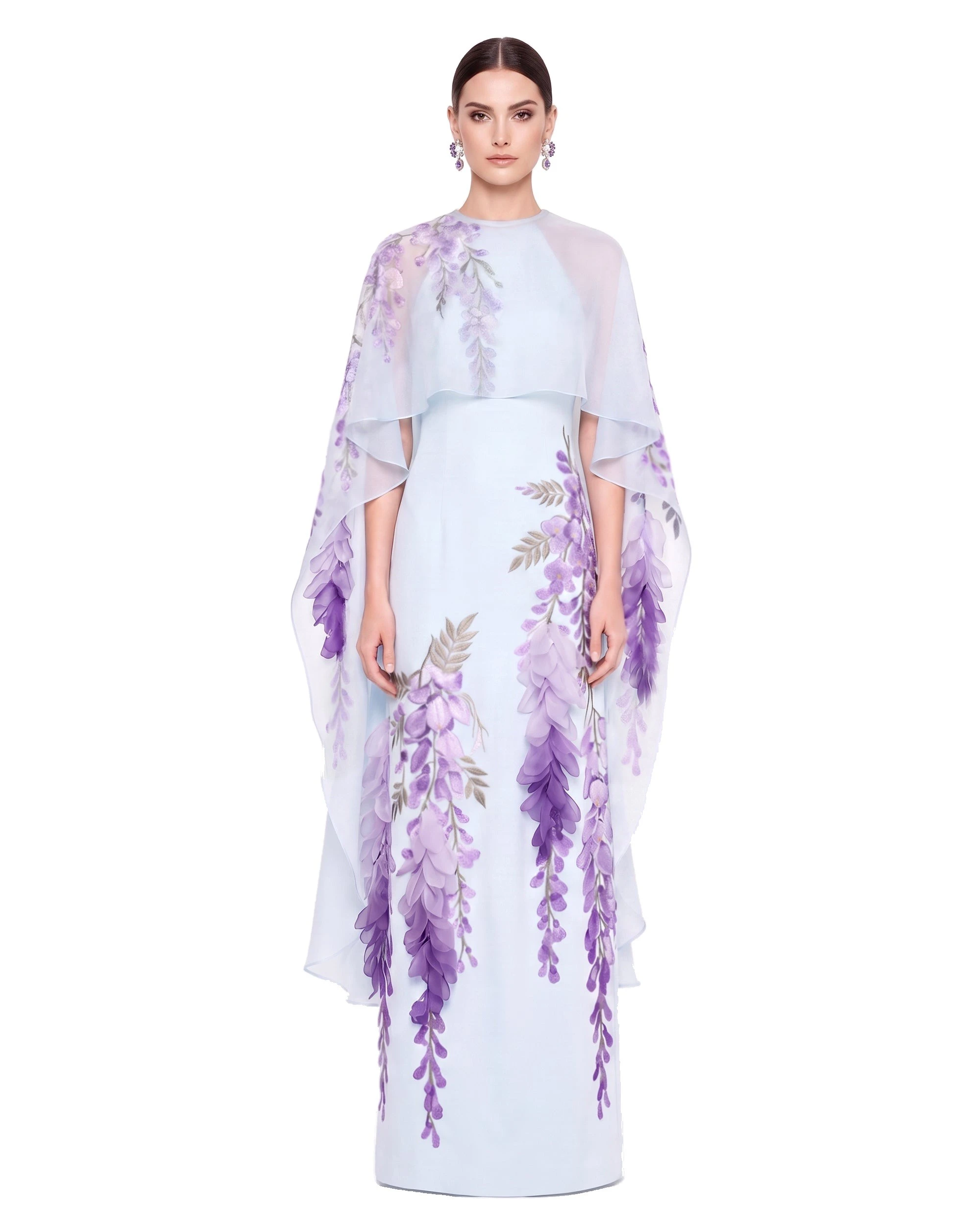 JW PEI maxi dress | Los Angeles Vegan Fashion Dresses | Luxury Shoes JW PEI Wisteria Chiffon Cape Maxi Dress