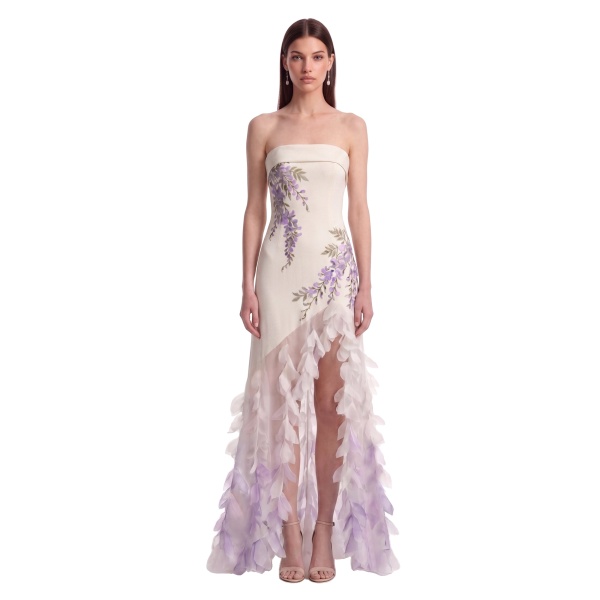 JW PEI Wisteria Petal Cascade High-Low Dress