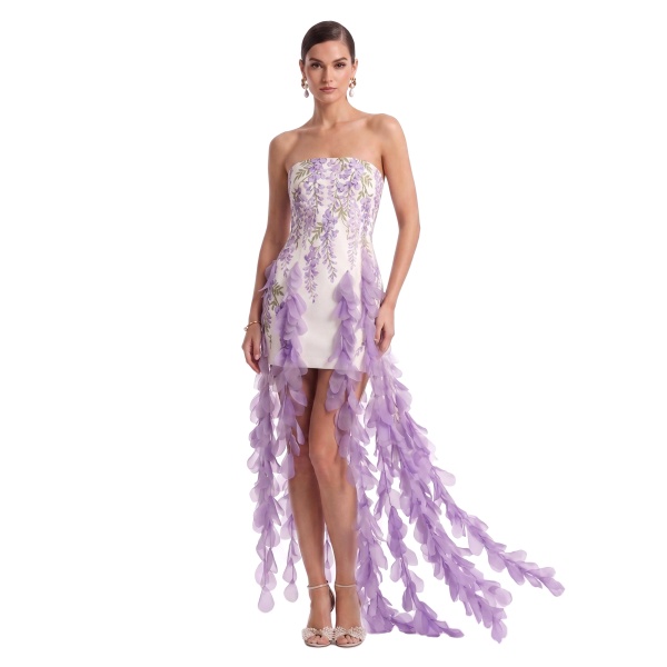 JW PEI Wisteria Petal-Train Strapless Mini Dress