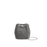 JW PEI Yara Faux Suede Hand-Woven Bucket Bag in Dark Grey