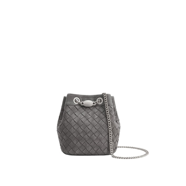 JW PEI Yara Faux Suede Hand-Woven Bucket Bag in Dark Grey