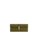 JW PEI Zaria Woven Clutch in Dark Olive | Clutch Bags | Luxury Shoes JW PEI Zaria Woven Clutch in Dark Olive