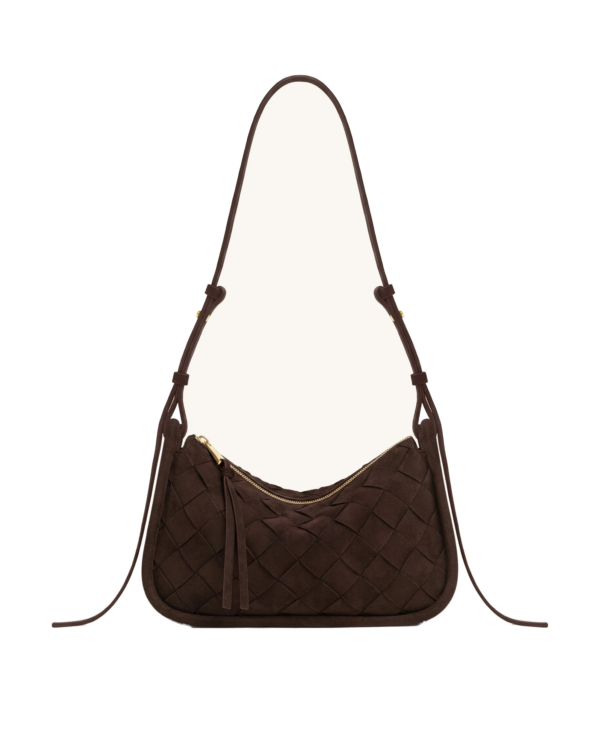JW PEI Zirelle Woven Faux Suede Hobo Bag in Brown | Shoulder & Crossbody Bags | Luxury Shoes JW PEI Zirelle Woven Faux Suede Hobo Bag in Brown
