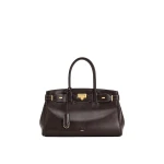 JW PEI Ziva Metal Lock Decoration Tote Bag in Dark Brown