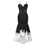 JW PEI Zora Lace Trim Leather Dress