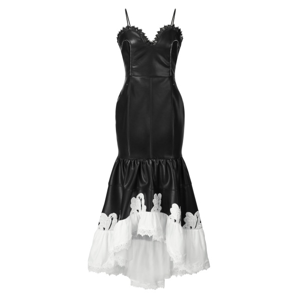 JW PEI Zora Lace Trim Leather Dress