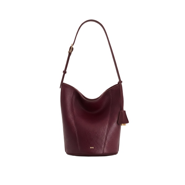 JW PEI Zora Pebbled Bucket Bag in Deep Burgundy