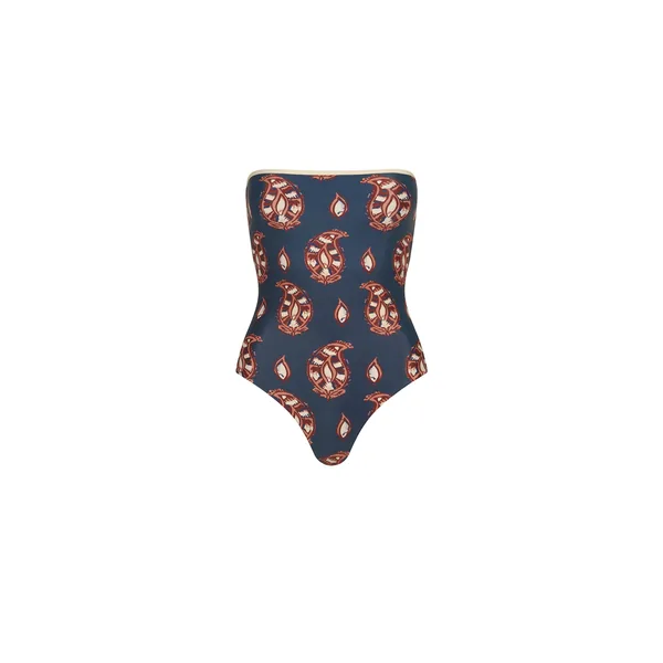 Johanna Ortiz Alta Mar One Piece in Navy and Rose