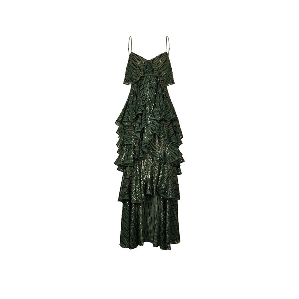 Johanna Ortiz Fluvial Adventure Dress in Forest Green