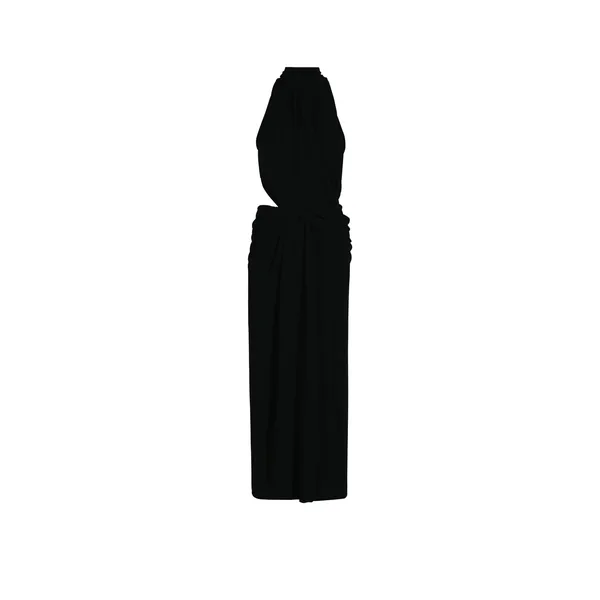 Retro Drape Dress in Black