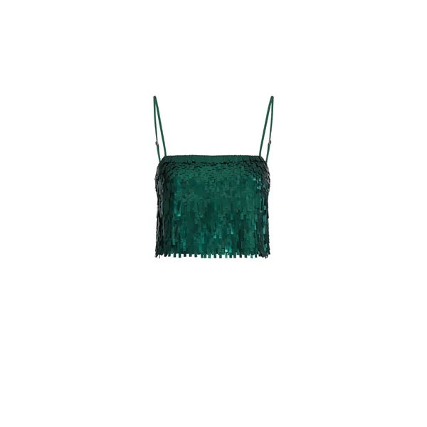 Johanna Ortiz Rio De Oro Crop Top in Forest Green