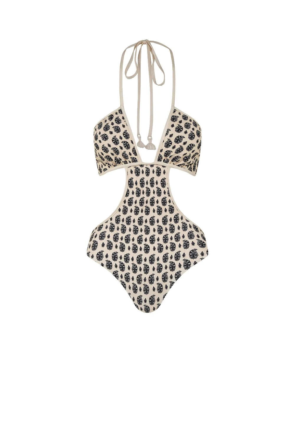 Johanna Ortiz Whispering Horizons One Piece in Ecru and Black Johanna Ortiz Whispering Horizons One Piece in Ecru and Black