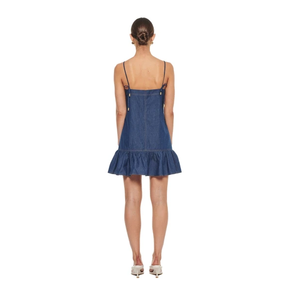 KIVARI Alicia Chambray Denim Mini Dress in Blue, view 5