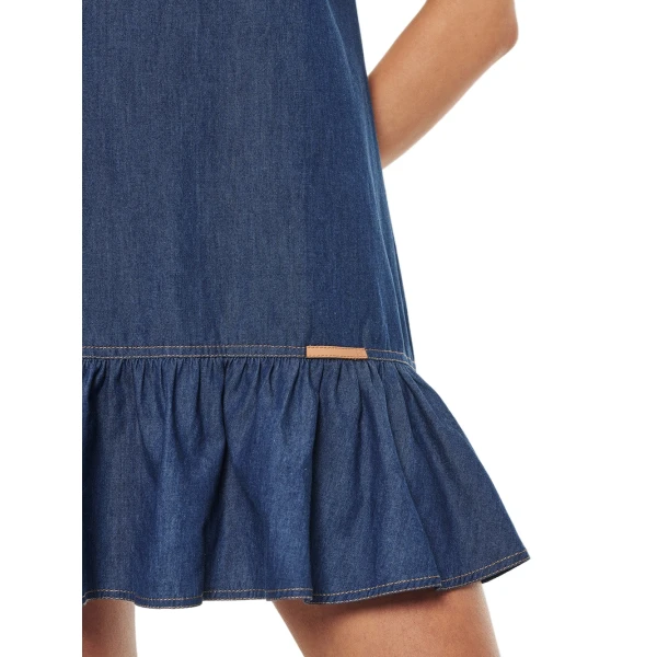 KIVARI Alicia Chambray Denim Mini Dress in Blue, view 6