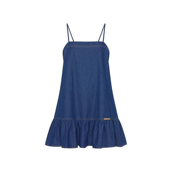 KIVARI Alicia Chambray Denim Mini Dress in Blue