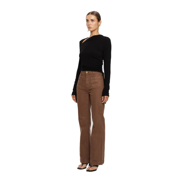 KIVARI Annika Jersey Top in Black, view 2