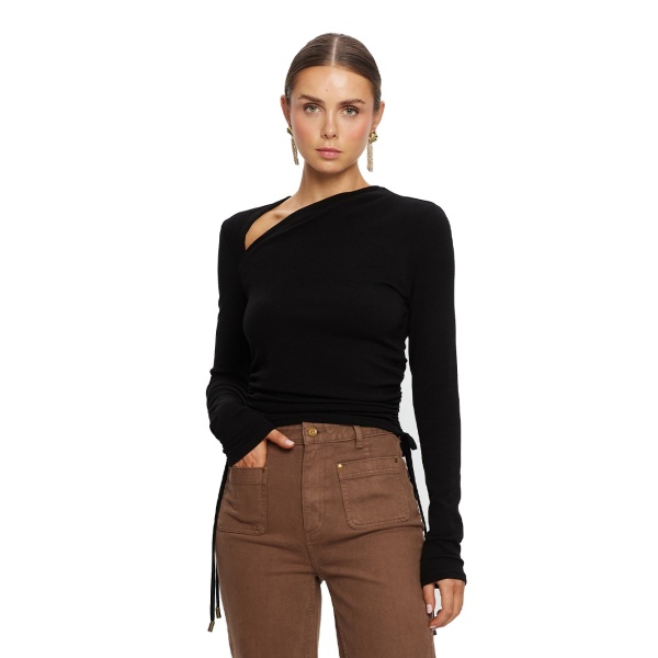 KIVARI Annika Jersey Top in Black