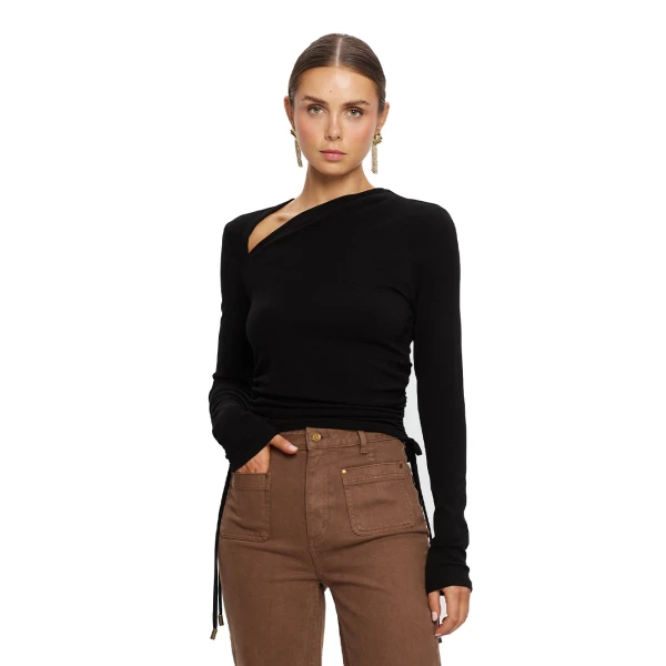 Annika Jersey Top in Black