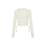 KIVARI Annika Jersey Top in Cream