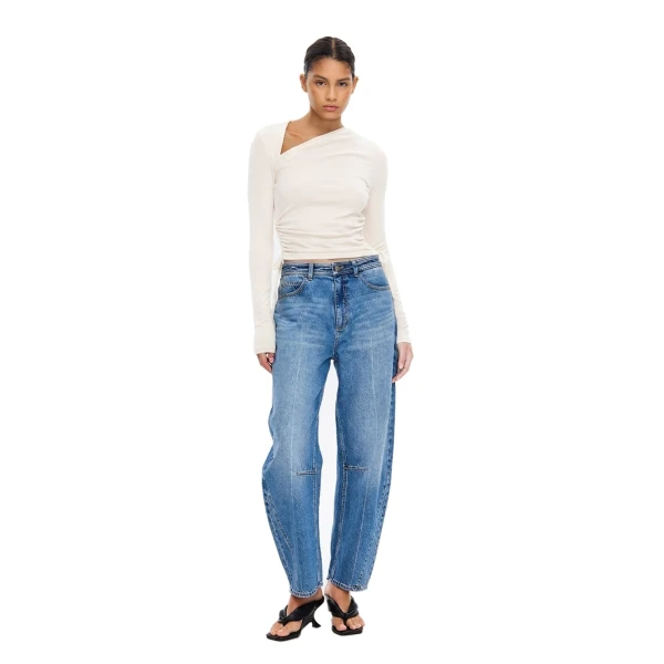KIVARI Annika Jersey Top in Cream, view 6