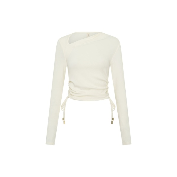 KIVARI Annika Jersey Top in Cream